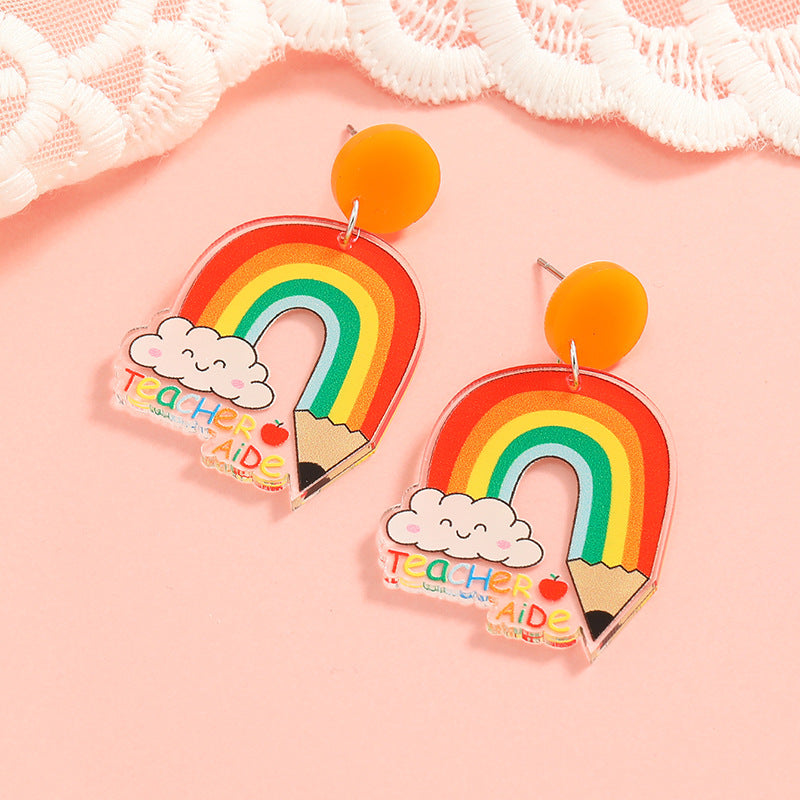 Acrylic cute rainbow lead earrings MIC-KaiQ014