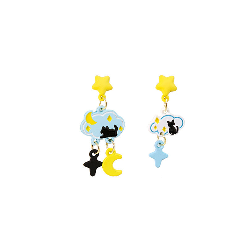 Alloy cartoon painted cat earrings MIC-MDD143