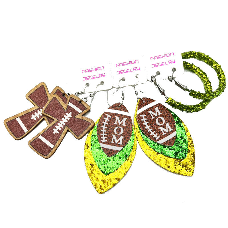 Alloy acrylic sports rugby earrings (Minimo de compra 2) MIC-HeY001