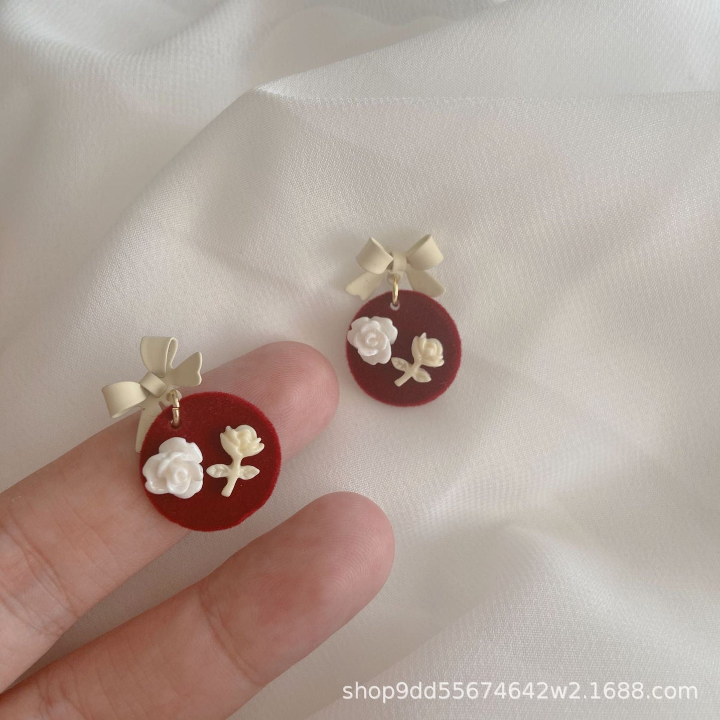 Acrylic Bow Flower Earrings MIC-ErY001