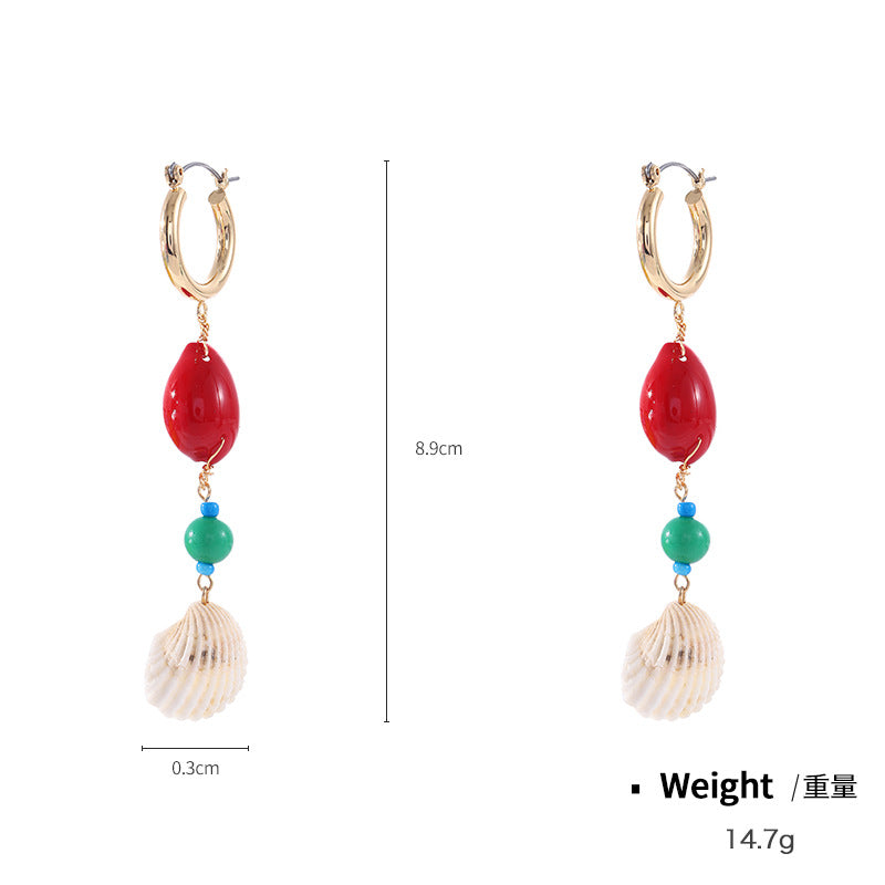 Acrylic Beach Shell Earrings (Minimo de Compra 5)  MYA-MingX006