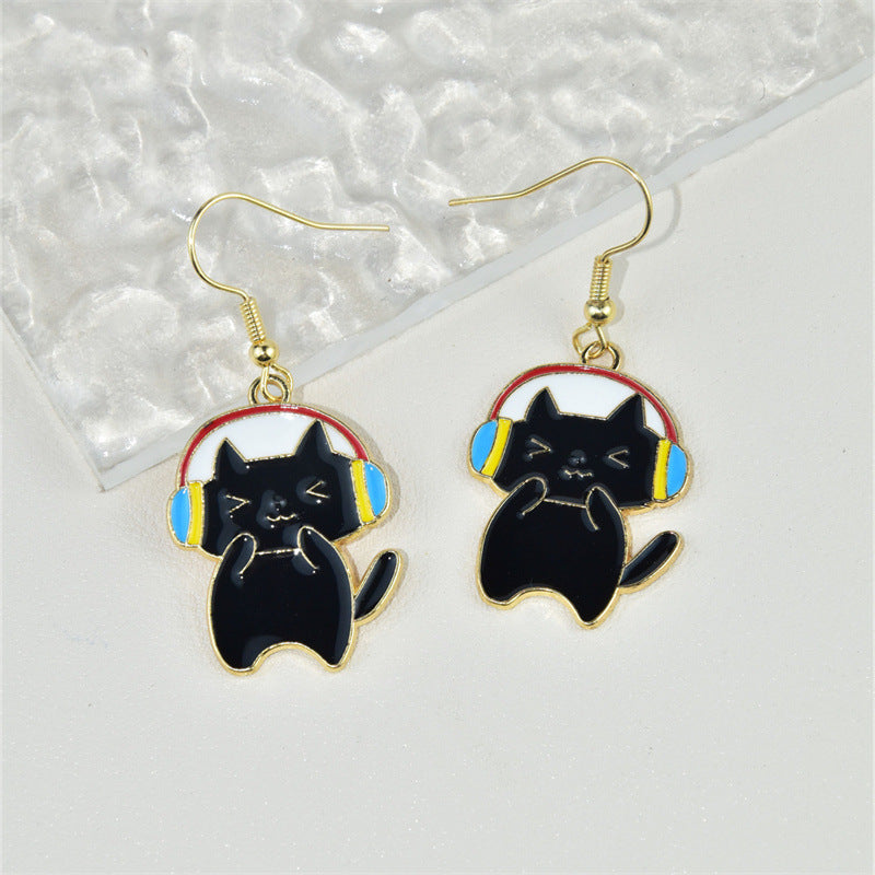 Alloy Love Couple Cat Earrings (Minimo de compra 2) MIC-KuL003