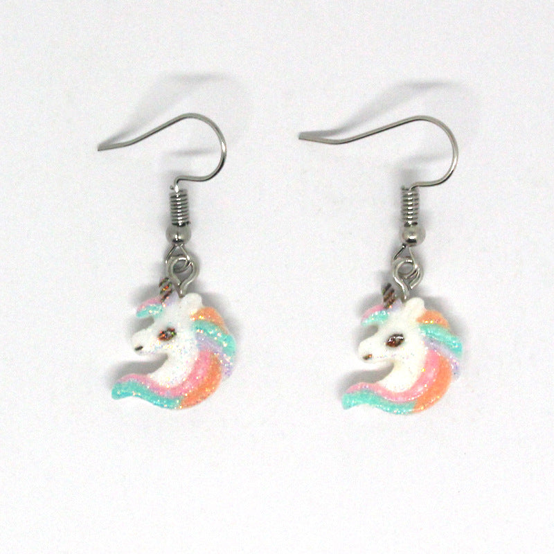 Acrylic Creative Unicorn Earrings (Minimo de Compra 3) MIC-JueJ003