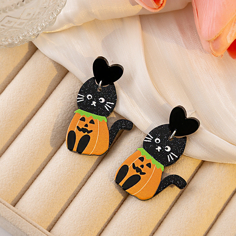 Alloy Halloween Cat Earrings MYA-MDD163