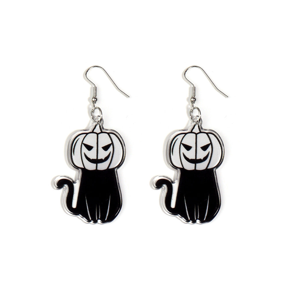 Acrylic Halloween Black Cat Earrings (Minimo de Compra 2) MIC-ZiT003