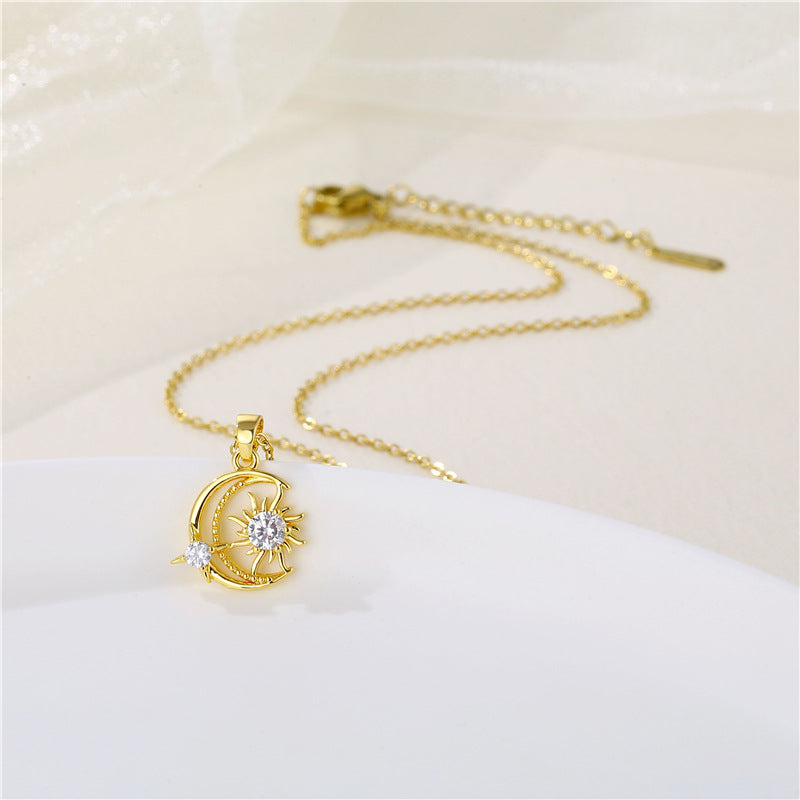 Stainless Steel Star Moon Shining Necklace MYA-QingR017