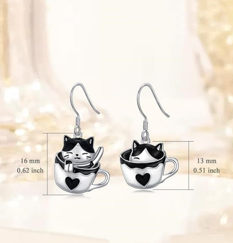 Alloy Love Black and White Cat Earrings (Minimo de compra 10) MIC-ZhuY002