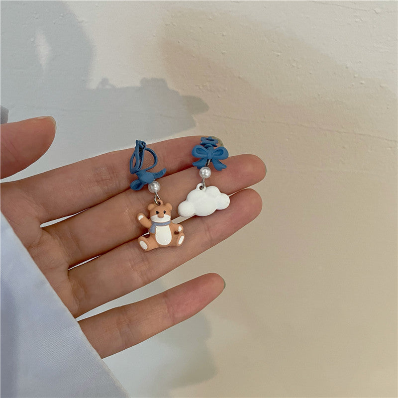 Alloy cartoon teddy bear flower earrings MIC-YinXin005