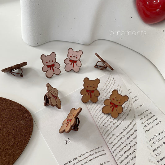 Resin Bow Bear Earrings (Minimo de compra 2) MIC-TQL013