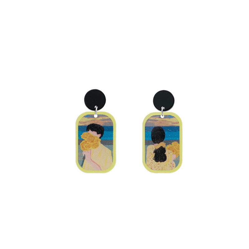 Alloy Sunset Asymmetric Earrings MIC-MDD150