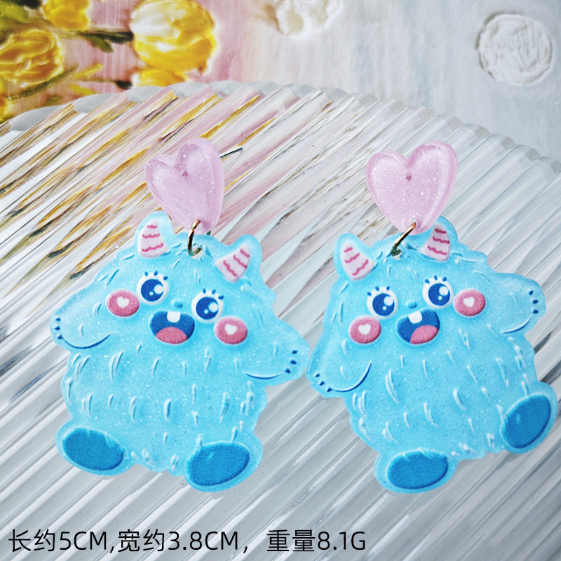 Alloy fine powder small monster earrings MIC-FanX018