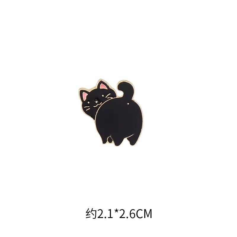 Alloy cute black and white kitten brooch MIC-KaL025