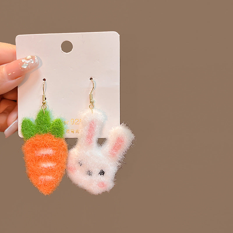 Alloy Asymmetric Rabbit Carrot Earrings MIC-MDD129