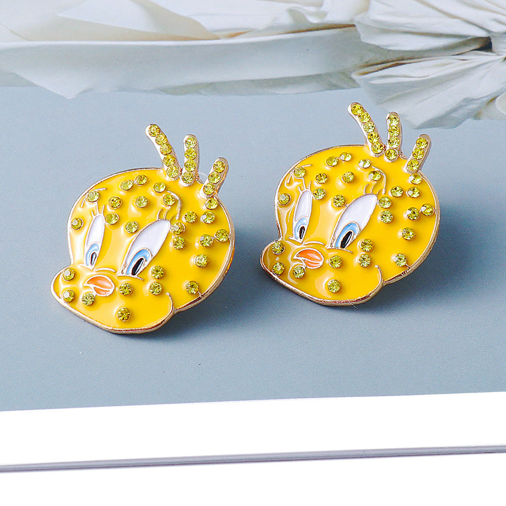 Alloy Cartoon Little Yellow Chicken Earrings MIC-JuJ001