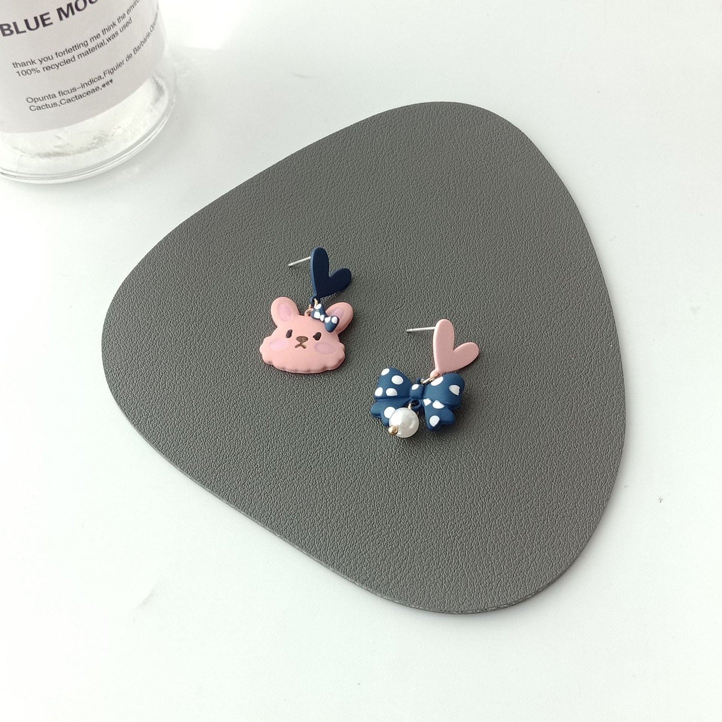 S925 Silver Needle Day Heart Rabbit Stud Earrings MIC-YKT019