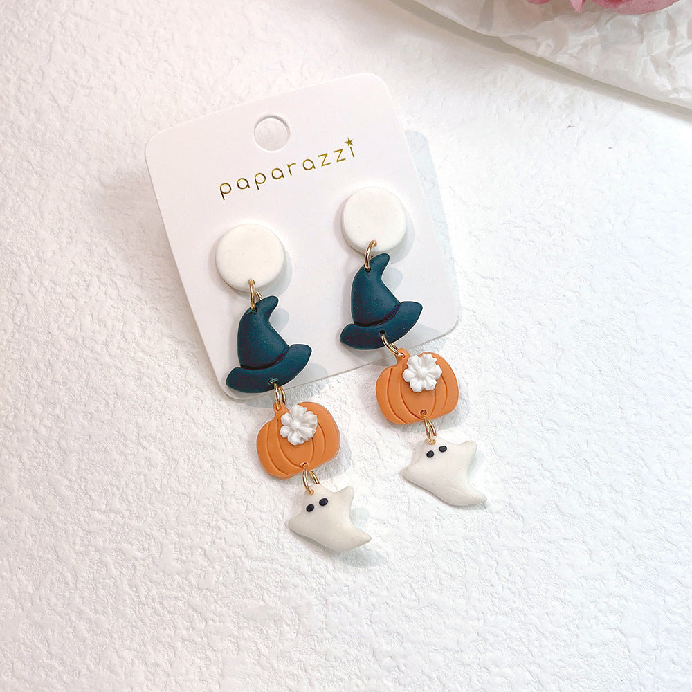 Acrylic Pumpkin Magic Hat Earrings  (Minimo de Compra 2) MYA-PingH023