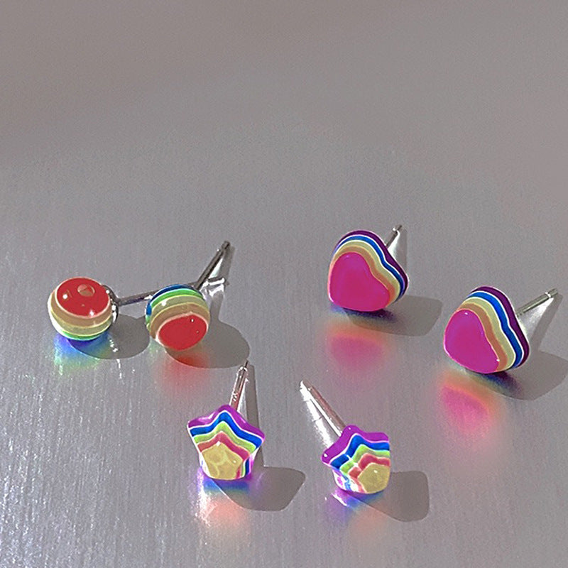 Alloy Candy Heart Star Earrings (Minimo de Compra 2) MYA-NaiS013