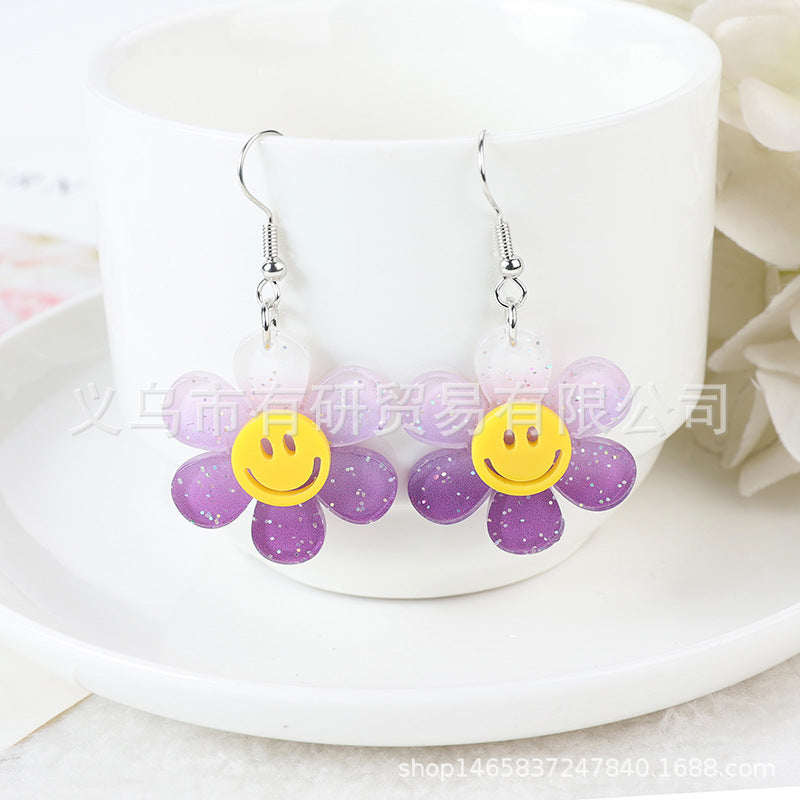 Acrylic smiley face sunflower earrings (Minimo de Compra 2) MIC-YouY017