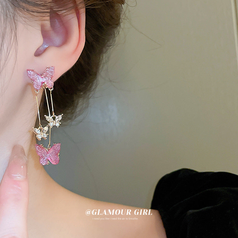 Alloy butterfly tassel earrings (Minimo de Compra 2) MIC-BY014