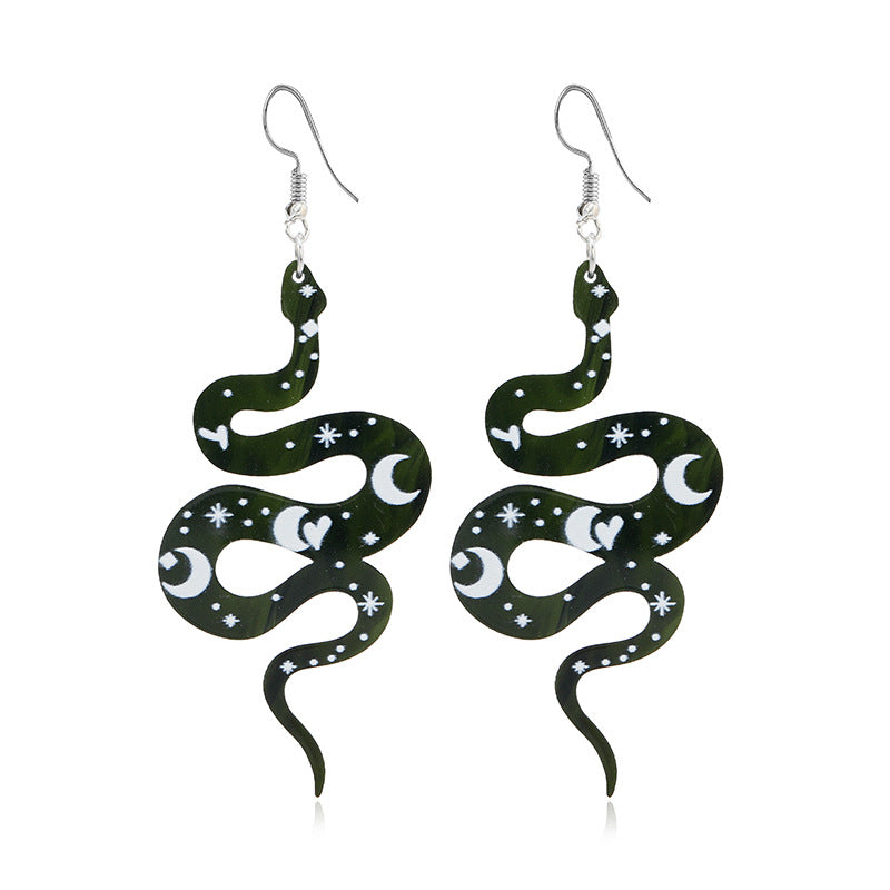 Acrylic Python Star Moon Earrings MIC-KaiQ019