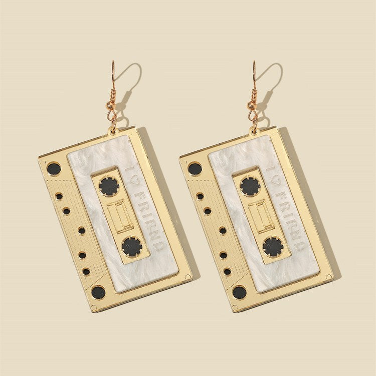 Acrylic vintage tape earrings (Minimo de compra 2) MIC-GanL006