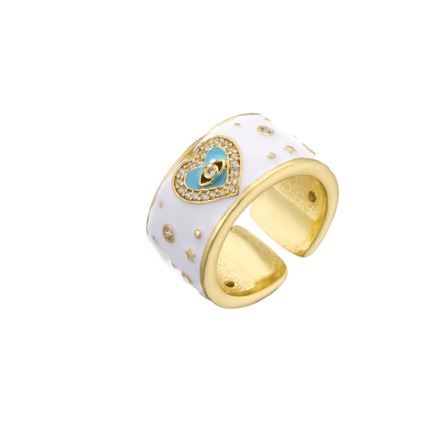 Micro Paved Zirconia Heart Eye Ring MIC-JuC003