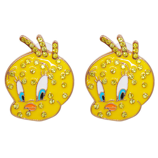 Alloy Cartoon Little Yellow Chicken Earrings MIC-JuJ001