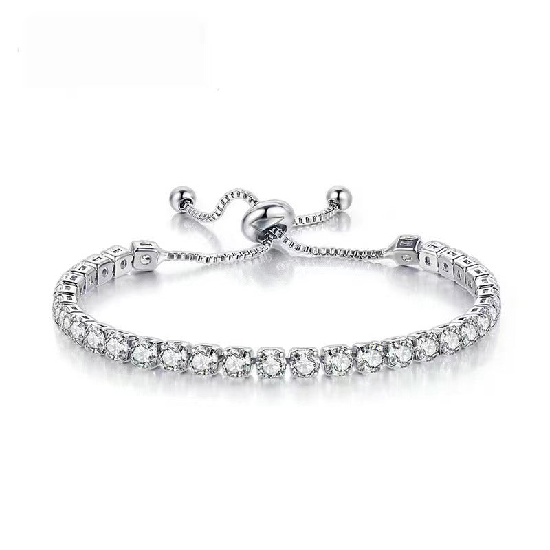 Alloy 4mm round single row full diamond bracelet (Minimo de Compra 2) MIC-LinD005