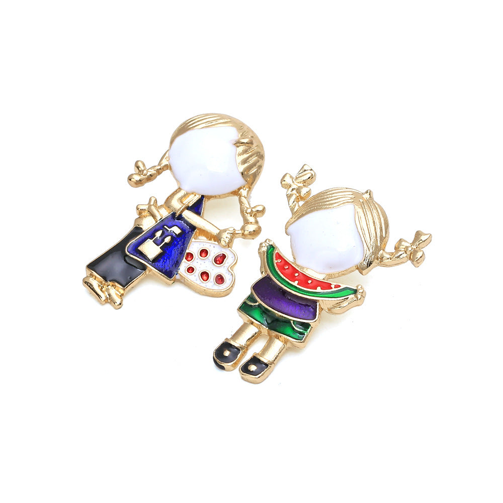 Alloy diamond inlaid cartoon character earrings MIC-ManY040