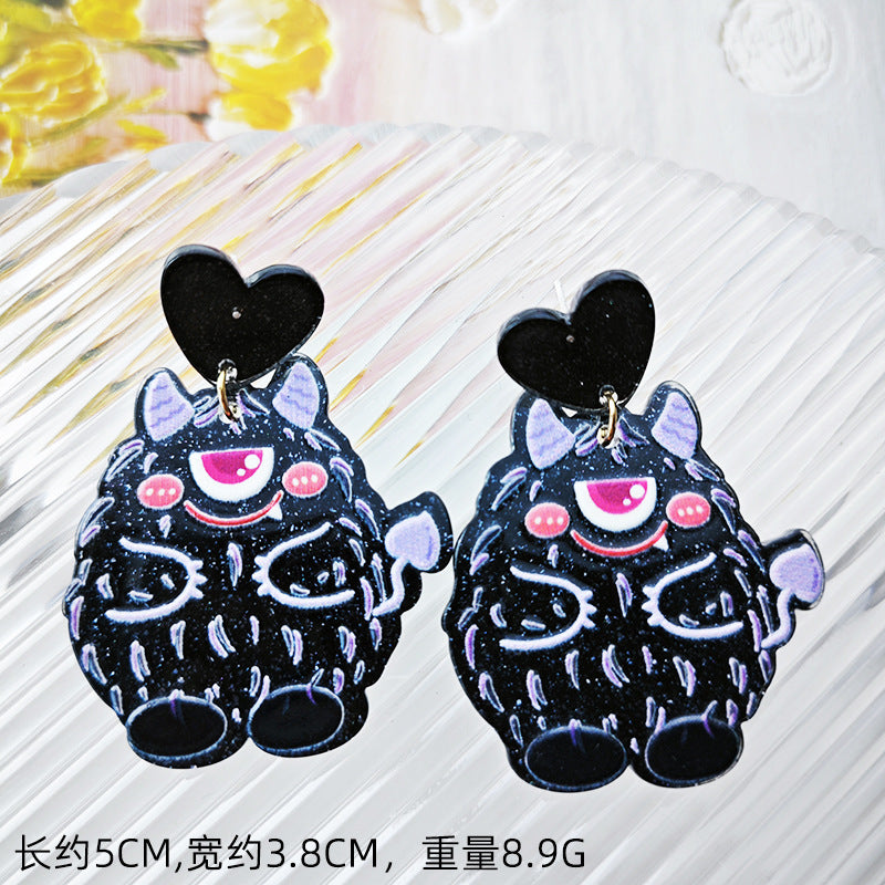 Alloy fine powder small monster earrings MIC-FanX018