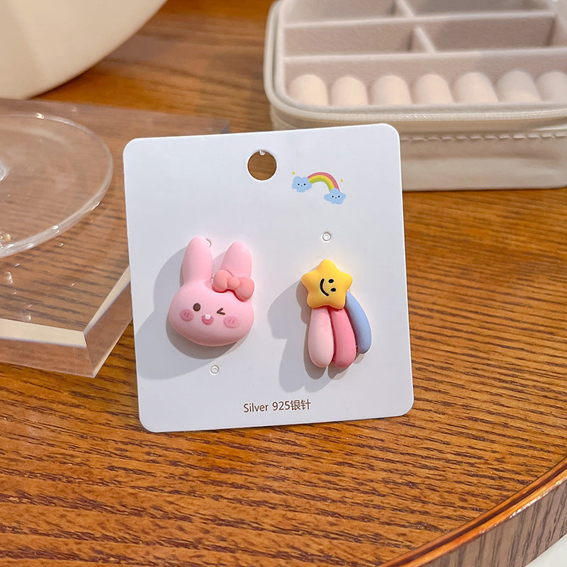 Acrylic candy colored rabbit earrings MYA-HongC023