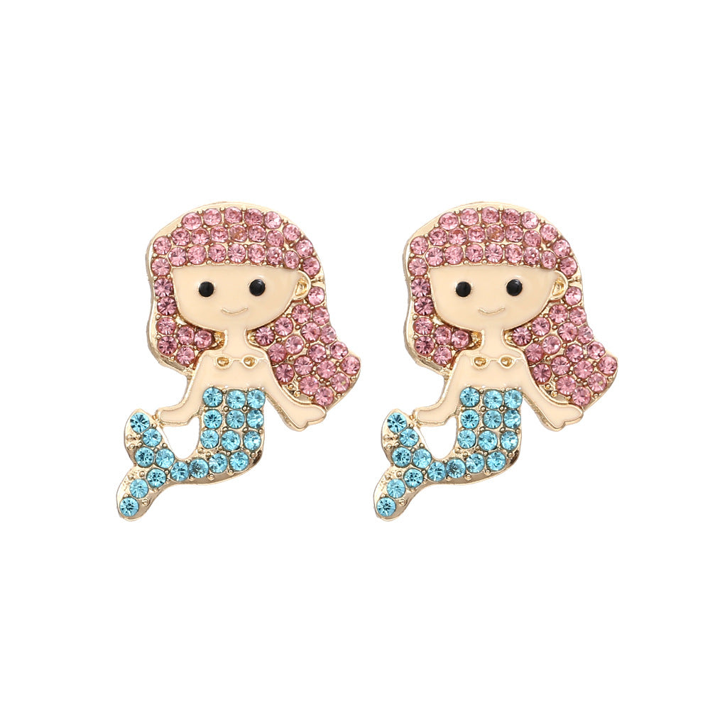 Alloy diamond inlaid cartoon character earrings MIC-ManY033