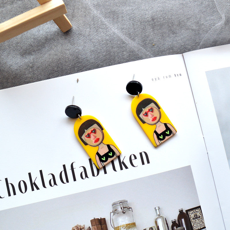 Cute Acrylic Cartoon Earrings MIC-XieN009