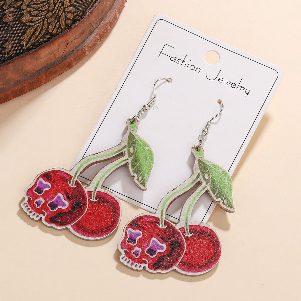 Acrylic new cherry skull earrings (Minimo de compra 5) MIC-ManT037