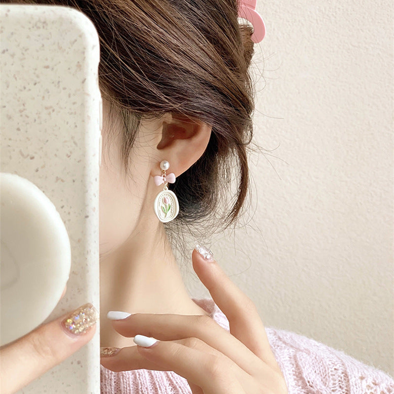 Alloy pink bow earrings (Minimo de Compra 2) MIC-XingS013