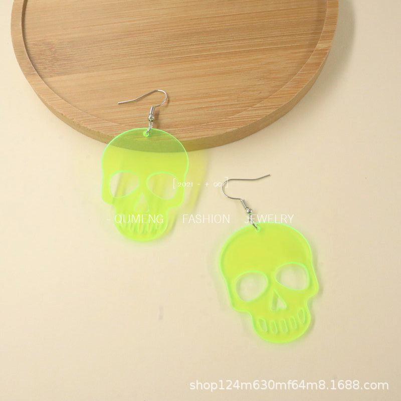 Acrylic Halloween New Skull Earrings (Minimo de Compra 3) MIC-OuG063