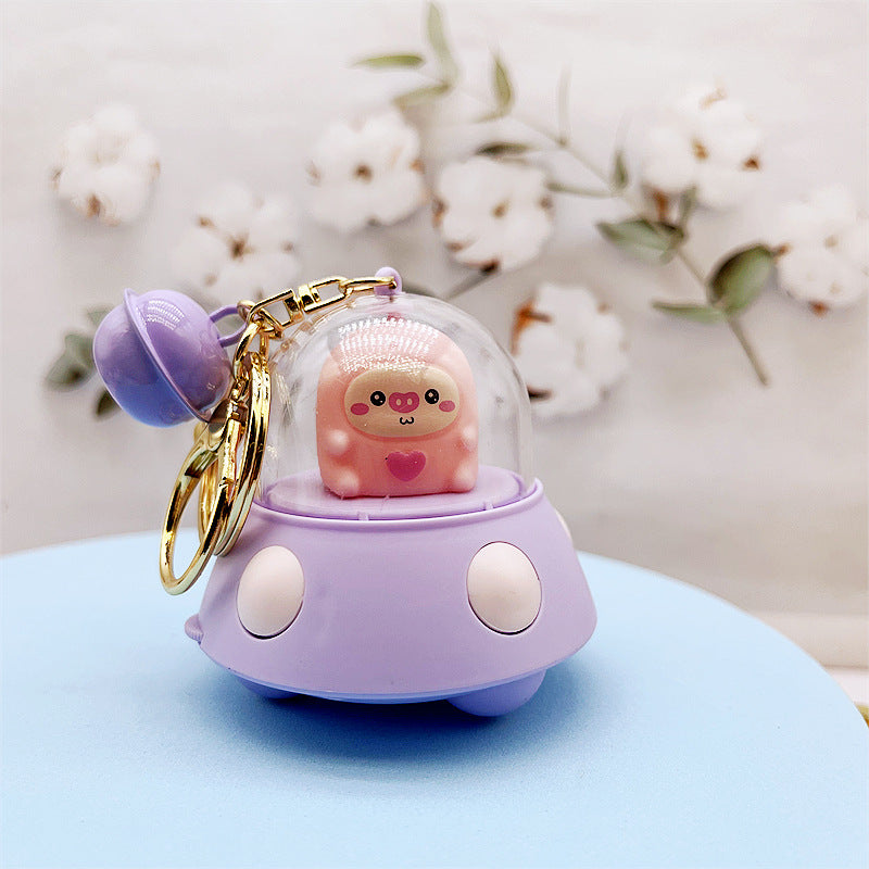 Keychains Plastic Cartoon Cute Pink Pig Projector Lamp MOQ≥2 DMF030