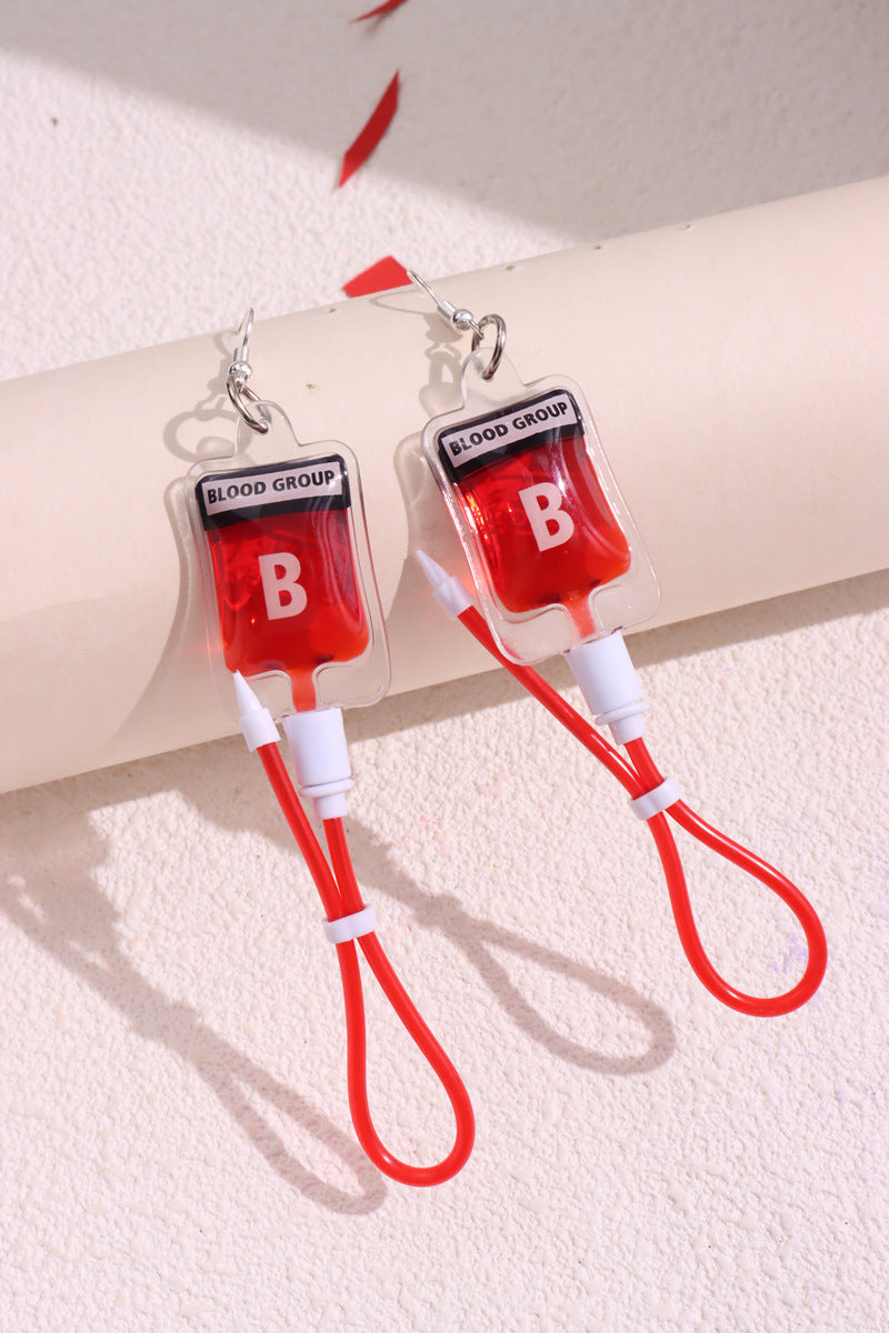 Alloy plasma blood bag earrings (Minimo de compra 2) MYA-HuanQ001