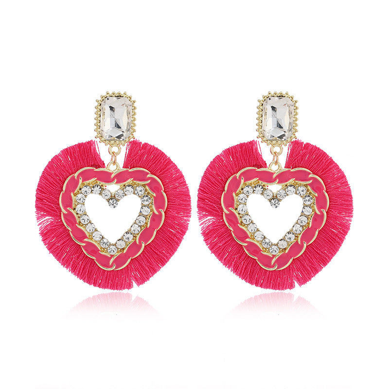 Acrylic Round Peach Heart Hollow Earrings MIC-KaiQ015