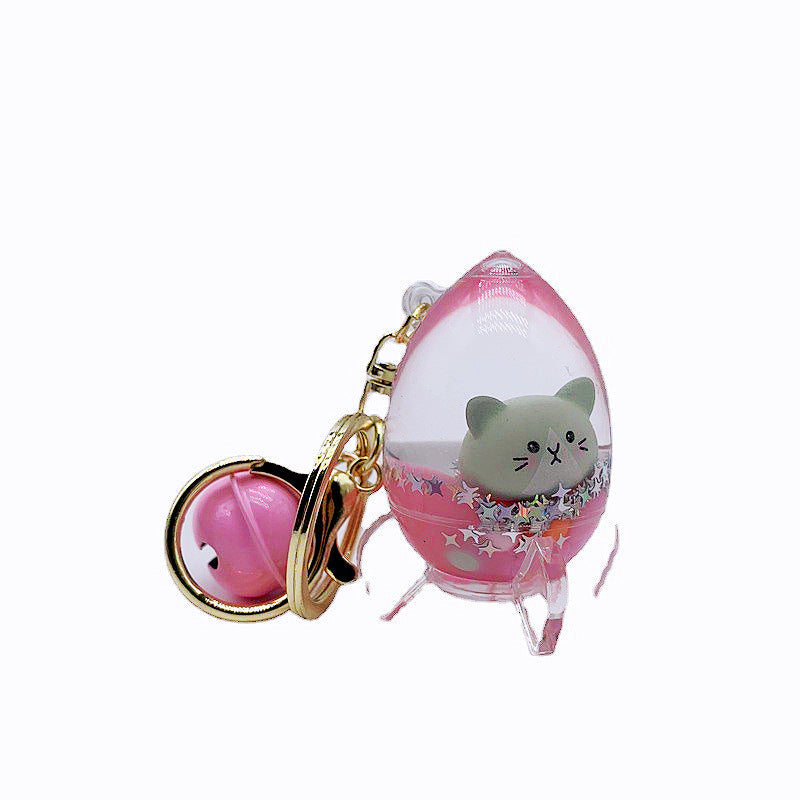 Keychain Acrylic Cute Cat Head Floating Quicksand Bottle MOQ≥2 DMF026