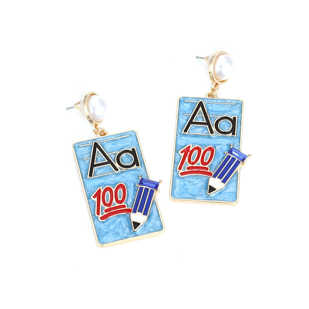 Alloy Dropping Oil Number Letter Earrings MIC-ManY007