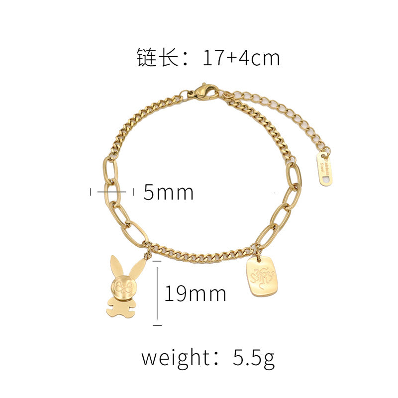 Stainless steel gold-plated cute rabbit bracelet MYA-XuanJ018