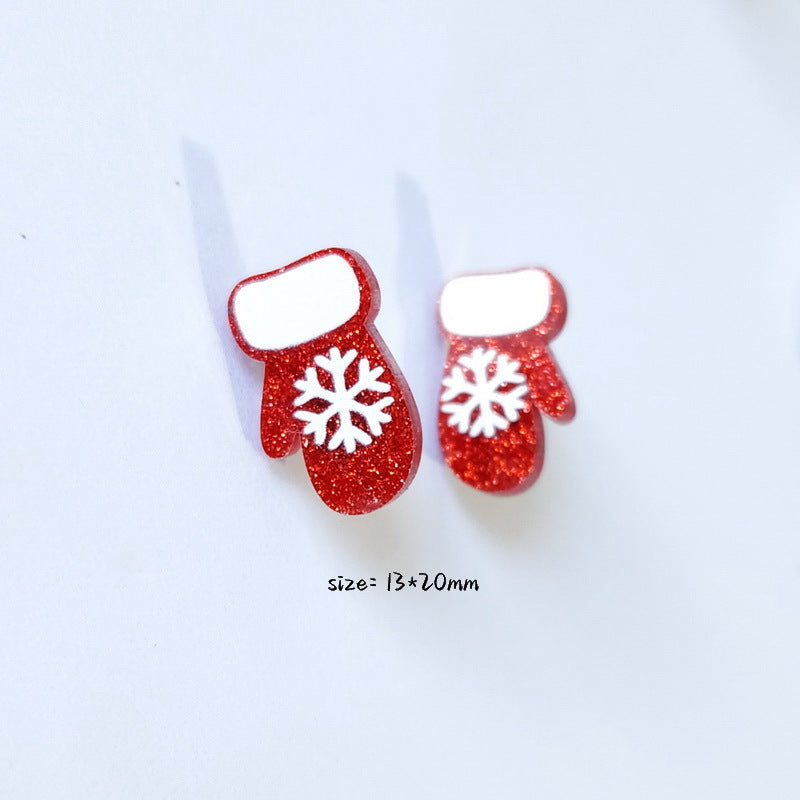 Acrylic Sparkling Pink Christmas Hat Earrings MIC-XueP114