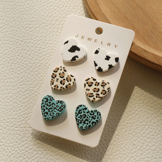 Acrylic resin leopard pattern love earrings MIC-OuY004