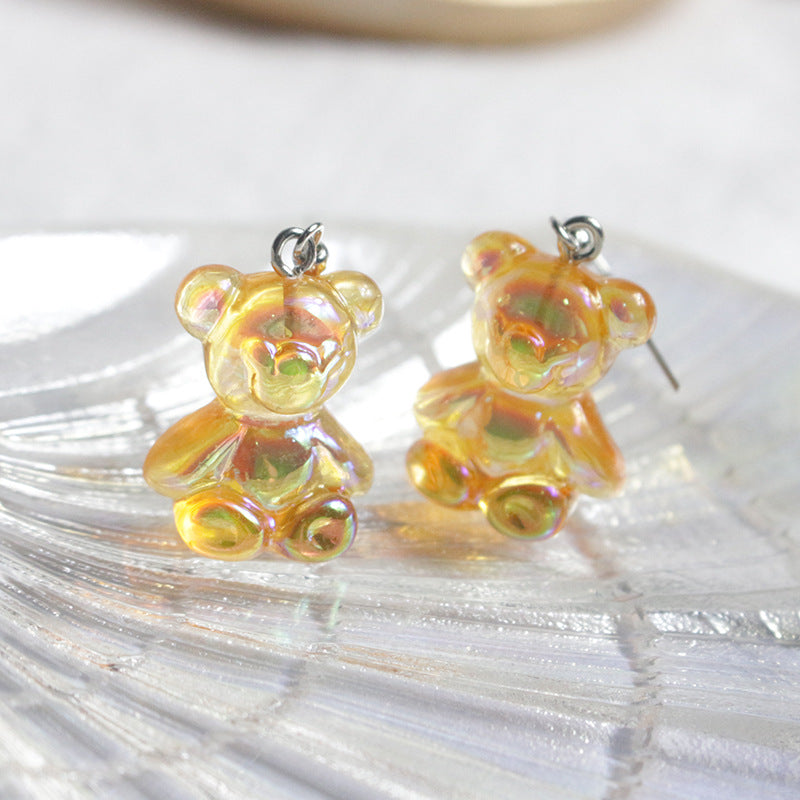 Acrylic Sweet Colorful Fresh Little Bear Earrings  (Minimo de Compra 2) MYA-PingH026