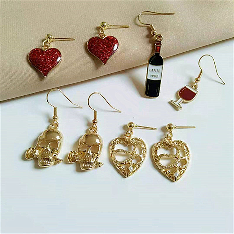 Alloy niche heart-shaped earrings MIC-AiM013