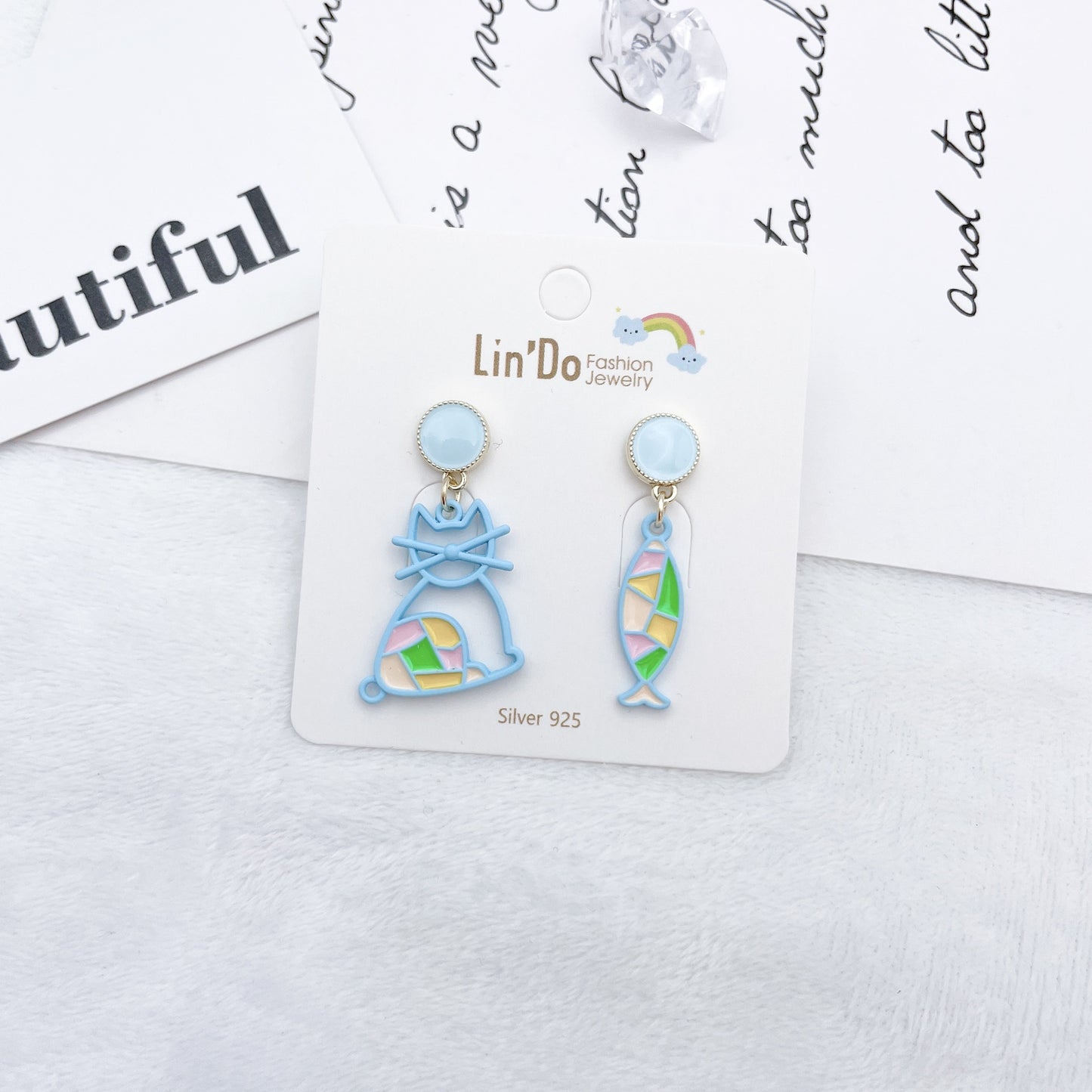 Alloy Asymmetric Cute Meow Earrings MYA-QiW018