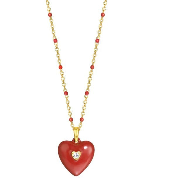 Alloy heart-shaped enamel pendant necklace MYA-YPYS001