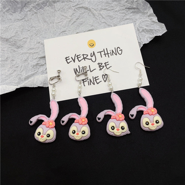 Resin Cute Purple Rabbit Earrings (Minimo de Compra 2) MIC-WWHM039