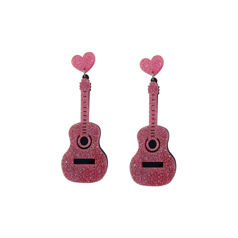 Acrylic guitar earrings (Minimo de Compra 3) MYA-OuG039